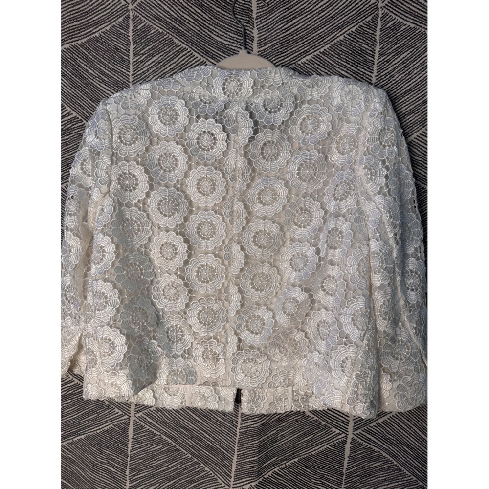 ASOS White Lace Floral Cropped Jacket Coquette Women's‎ US 8 UK 12 - Picture 5 of 10